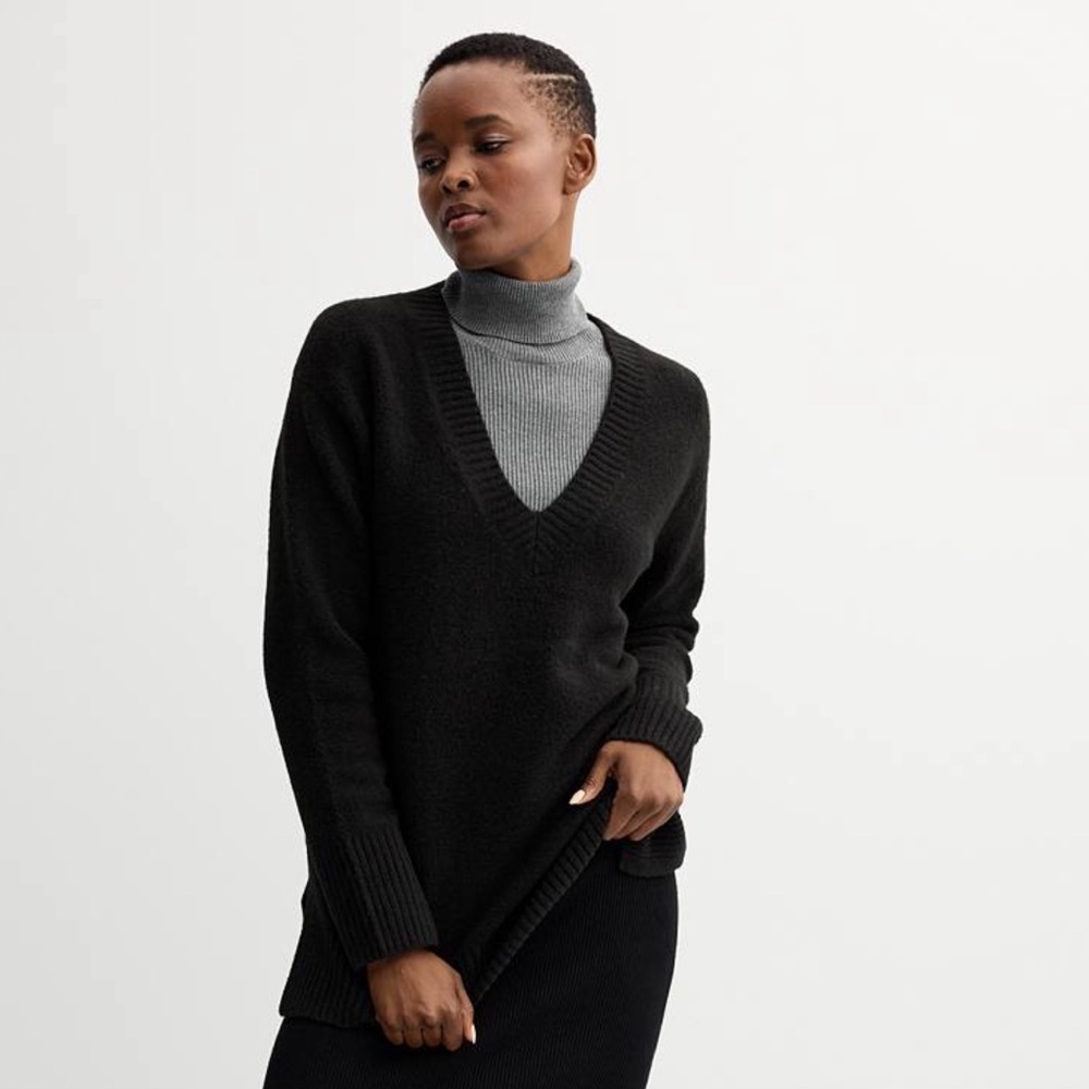NWT Nine West mineral black v neck tunic sweater size XXL